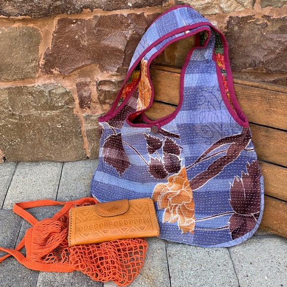 fire monkey Handbags - ✨VINTAGE RECYCLED SARI KANTHA HOBO TOTE BAG✨